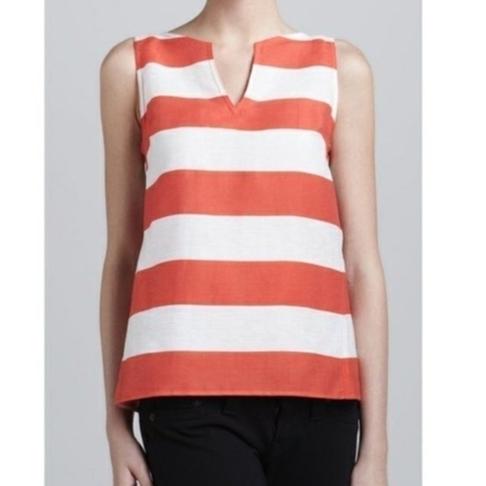 Armani Italian Collezioni Nautical Striped Sleeveless Top size 8 NWT 87% linen